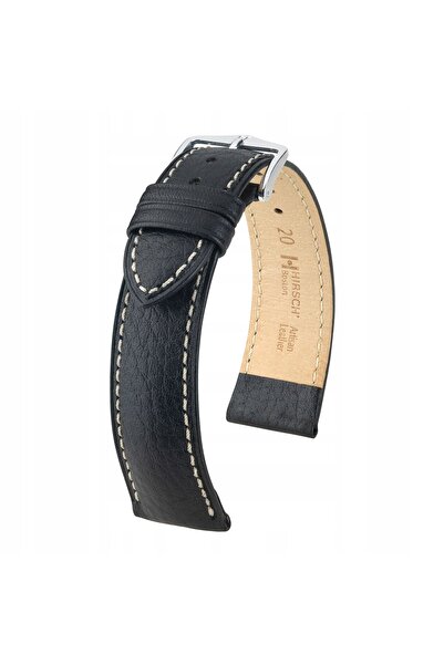 NO BRAND HIRSCH Boston M - NEGRU - 20mm - Curea de ceas din piele