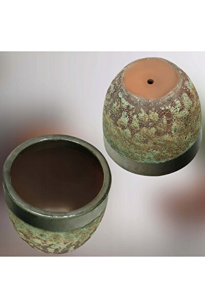 NO BRAND Ghiveci ceramic de 30 cm, rezistent la îngheț, verde, cu orificiu de...