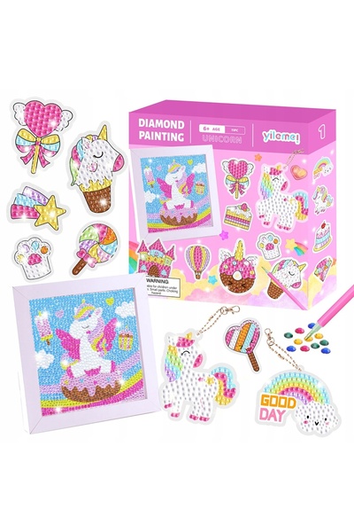 Norimpex Broderie cu diamante, autocolante mozaic, set XXL 27E, unicorn, breloc