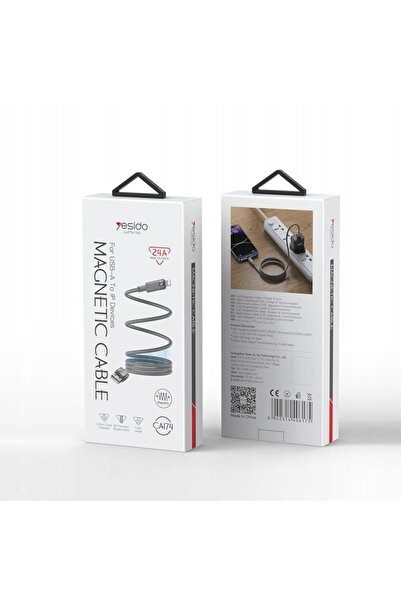 NO BRAND Cablu magnetic USB de 12W pentru iPhone 1m 2.4A Yesido CA174 Gri