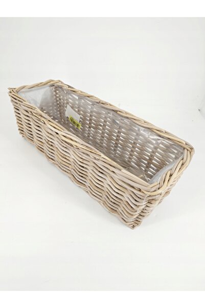NO BRAND DEHNER Jardinieră din ratan cu inserție de folie 60x23x20cm
