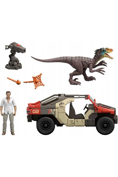 JURASSIC WORLD Set de vehicule Mattel Launch 'N Battle Auto Car