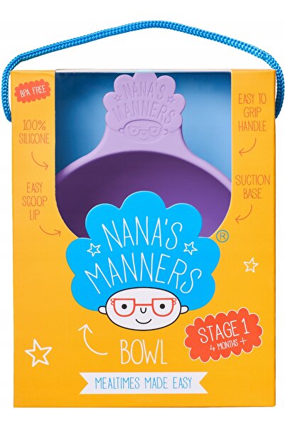 Nana's Manners Bol cu ventuză din silicon, mov, antiderapant