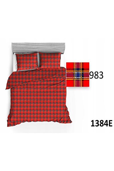 NO BRAND Set de lenjerie de pat din bumbac 160x200 1384E, carouri scoțiene ro...