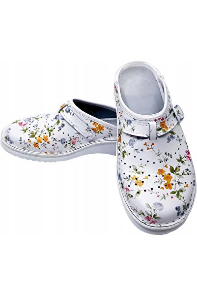 NO BRAND Șlapi de damă, încălțăminte medicală din piele, cu flori, pentru săn...