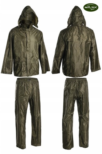 Mil-Tec Set impermeabil jachetă de drumeție + pantaloni Verde măsliniu XL