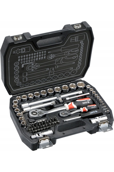 yato Set de chei tubulare și biți 1/4'' 1/2'' 72 piese, trusă de scule