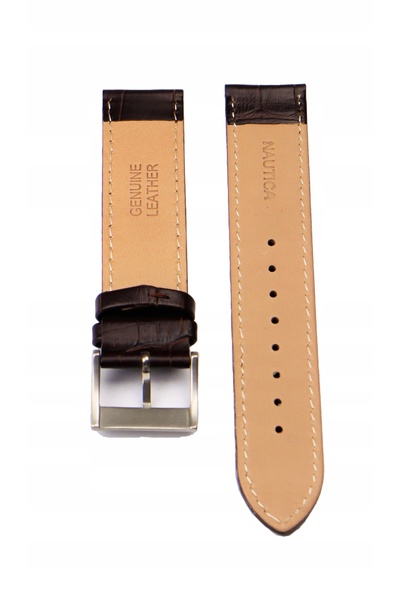 Nautica Curea de ceas dreaptă din piele maro, model crocodil, A15048G, 20 mm