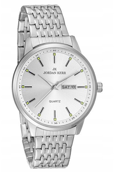 JORDAN KERR Ceas clasic bărbătesc cu cadran argintiu și dată L1068 IPS 42 mm