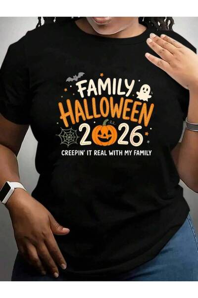 k222 Family Funny Pumpkin Ghost Spooky Season 2026 Halloween Black Graphic T ...