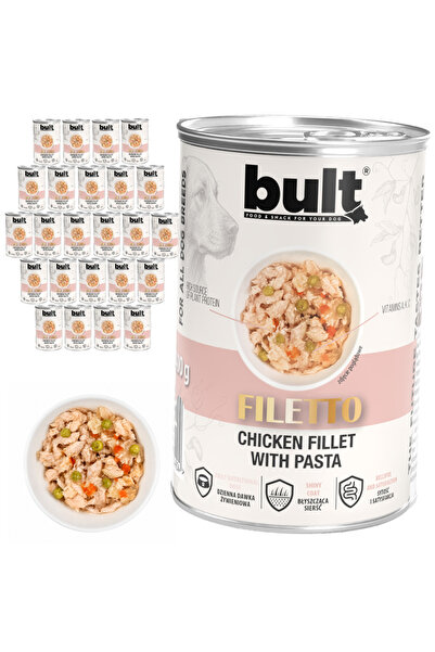 Bult Fileuri de carne hrană umedă pentru câini Pui și Paste Conservă 24x400g