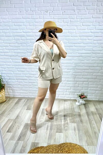 ELBEE    Beige Jacket and Shorts Set