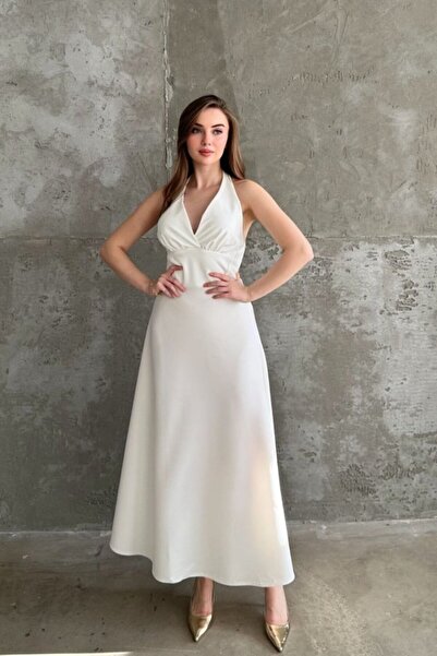 LUMU White bustier open-back dress
