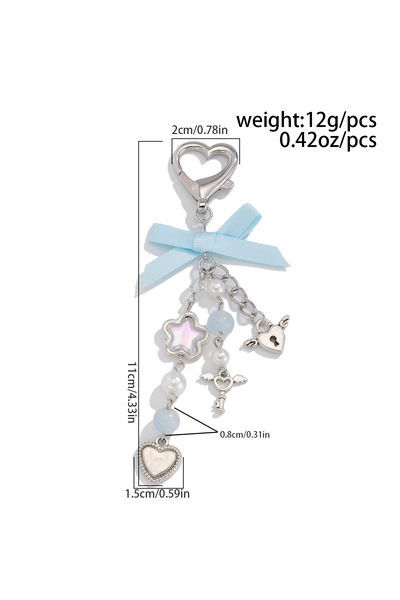 Choice DG4501 Simple Sweet Lovely Blue Bowknot Star Charm Keychain Women Fash...