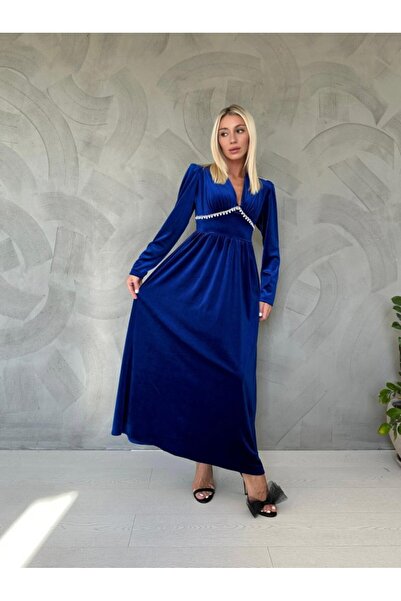 ELBEE Cobalt Blue Underbust Rhinestone Dress