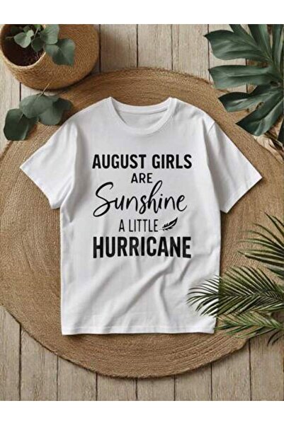 kai22 Women's August Vibes T-Shirt, "Part Sunshine Part Hurricane" Text, Comf...
