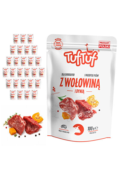 Tuf Tuf TufTuf hrană umedă completă pentru câini cu vită și dovleac, pate, pl...