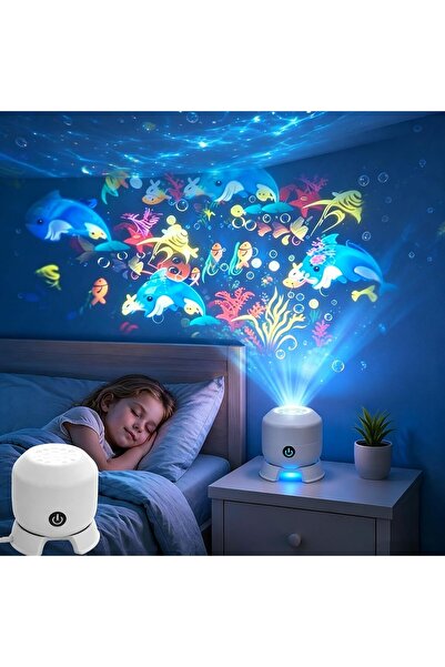 Genrics Dynamic LED Projector - 360° Rotating Ocean Projector Lamp | Recharge...