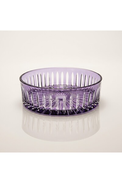 AKDEN STORE Crystal Cut Decor Sandra Presentation Bowl - Glass Bowl 25cm