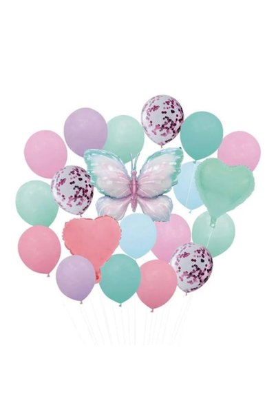CATIANO Baloane de petrecere fluture folie metalică culori pastel - 20 buc