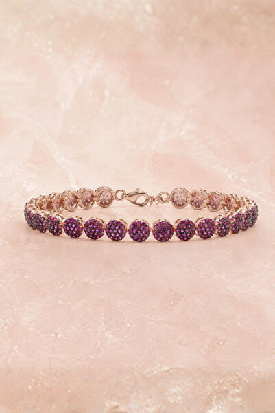 925 Ayar Gümüş Rose Gold Kaplama Pembe Bileklik - Velvet Orbit
