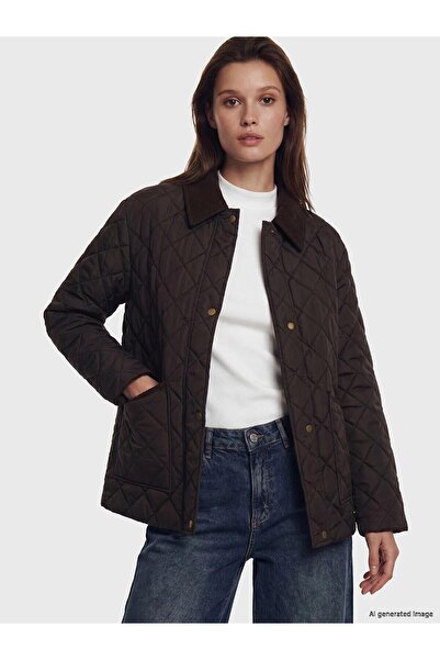 LC Waikiki Velvet Shirt Collar Women's Puffer Coat (W6)