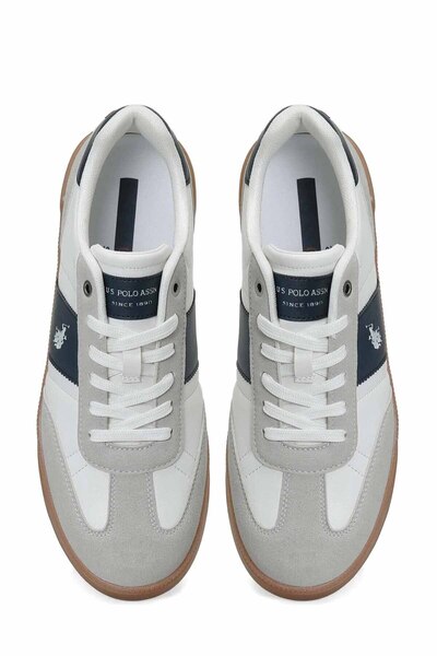 U.S. Polo Assn. Men's White Navy Blue Sneaker Casual Lace-Up Sports Shoes Retro Tan Sole