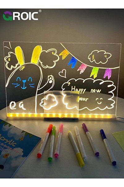 GROIC LED Note Board with Colors, 20X30X20CM, Led Acrylic Message Board with ...