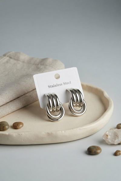 Clariss 316L Steel Silver Color Bohemian Hoop Model Earrings