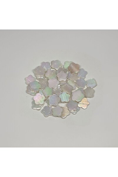 Bi hızlı Doğal Taş Sedef Beyaz Janjanlı Çiçek Modeli 1cm x 0.2 mm ( 10 adet )