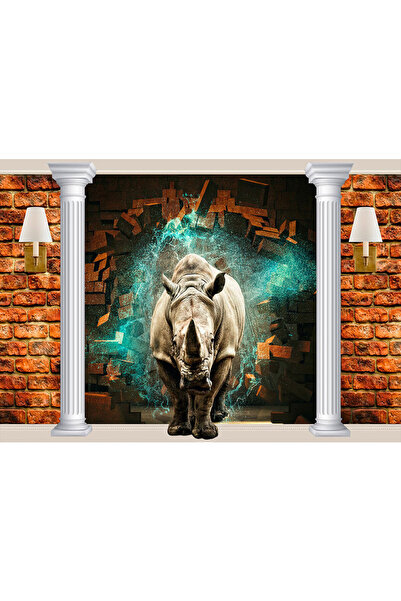 VIODESIGN Fototapet Copii, autoadeziv, 3D Rinocer, multicolor,200x300 cm CO374