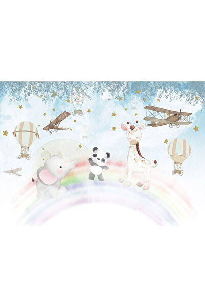 VIODESIGN Fototapet Copii, autoadeziv, Curcubeu Animale, multicolor,200x300 c...