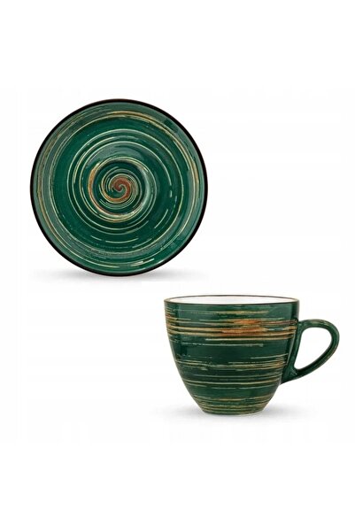 NO BRAND Ceașcă de ceai 300 ml cu farfurioară 15 cm Wilmax PORCELAN VERDE