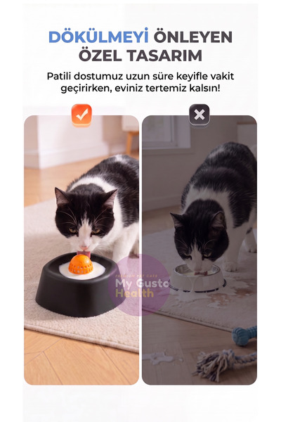 ALFO Çok Amaçlı İnteraktif Kedi Mama ve Ödül Kabı, Kedi Yalama Topu, Yavaş Yeme Mama Kabı