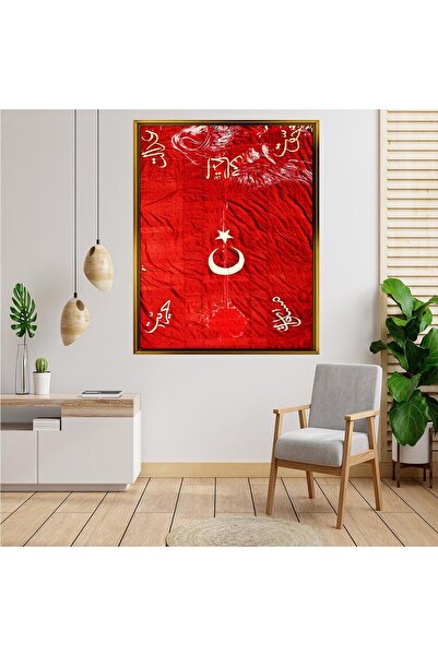 giyense Tablore Kırmızı Türk Bayrağı Ve Osmanlı Sancağı Kanvas Tablo Tarihi D...