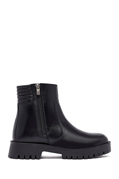 Derimod Women's Black Zippered Leather Boots Wf410015Dv