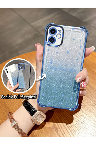 ucuc iPhone 11 Uyumlu Şeffaf Dört Köşe Silikon Kaplama Parlak Kenar Kılıf
