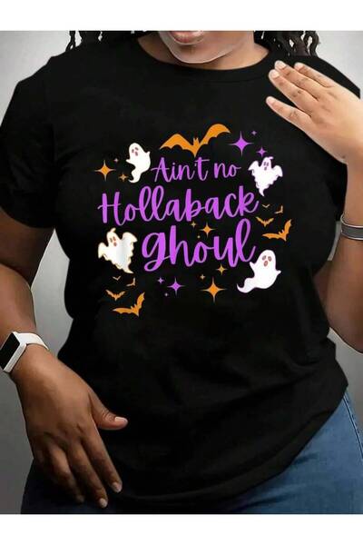 26LIK تي شيرت Ain't No Hollaback Funny Ghost Ghoul Halloween باللون الأسود بر...