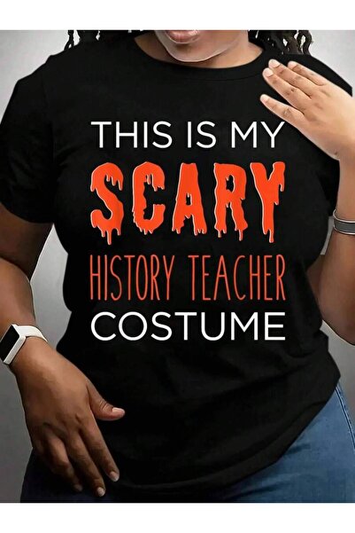 k222 My Scary History Teacher Costume Fun School Halloween Black Graphic T Sh...