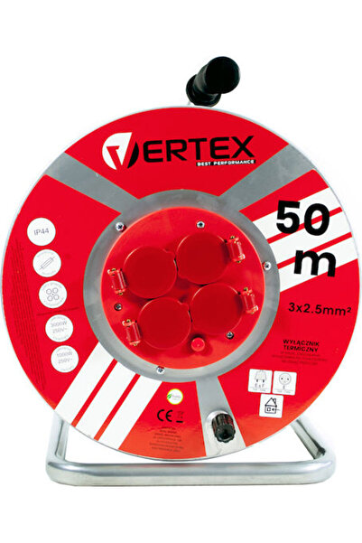 VERTEX Αδιάβροχο Καλώδιο Επέκτασης σε Καρούλι 3 x 2.5mm²/50μ Κόκκινο Κωδικός:...