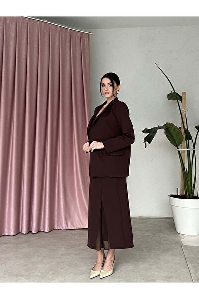 Klex Blazer Ceketli Straplez Elbise Takım 6069