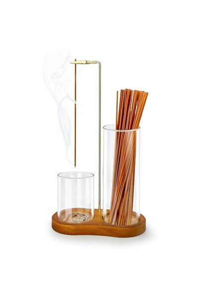 Generic Brand 2-in-1 Incense Burner with Glass Ash Catch and Integrated Organ...