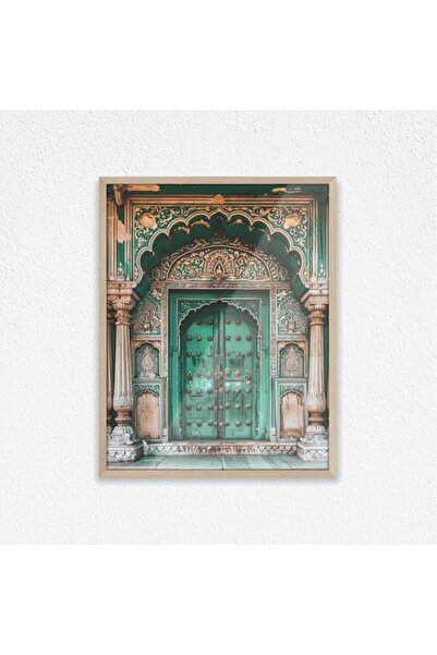 Generic Brand Art Decor Blue Cream Indian Palace Entrance with Ornate Archite...