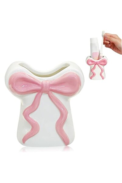 Generic Tazweeq Bow Toothbrush Holder, Safe Cute Ceramic Toothpaste Holder, f...
