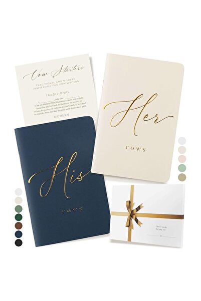 Generic Brand ARTESORI Wedding Vow Book for Her & Him, Soft Touch, Gold Foil ...