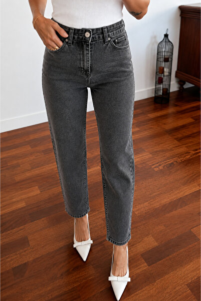 sion jeans بنطلون جوليا ميلانو موم جينز أسود مغسول بالثلج للارتداء اليومي مري...
