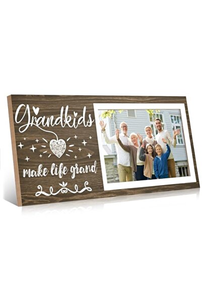 Generic Jetec Grandkids Photo Frame, 4 x 6 Inch, Brown Wooden Heart Frame, Gr...