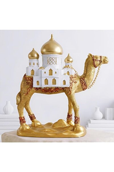 Generic Brand Elegant Golden Camel Figurines | Hand-Crafted Golden Resin Came...