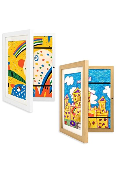Generic Brand 2PCS Kids Art Frame, A4 Front Opening Artwork Display Frame wit...