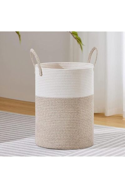 Generic Large Laundry Hamper, Tall Woven Rope Storage Basket for Blanket, Toy...